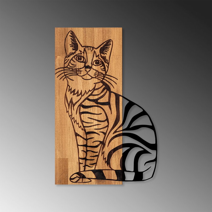 Wallity Cat 10 Accesorio decorativo de pared de madera y metal